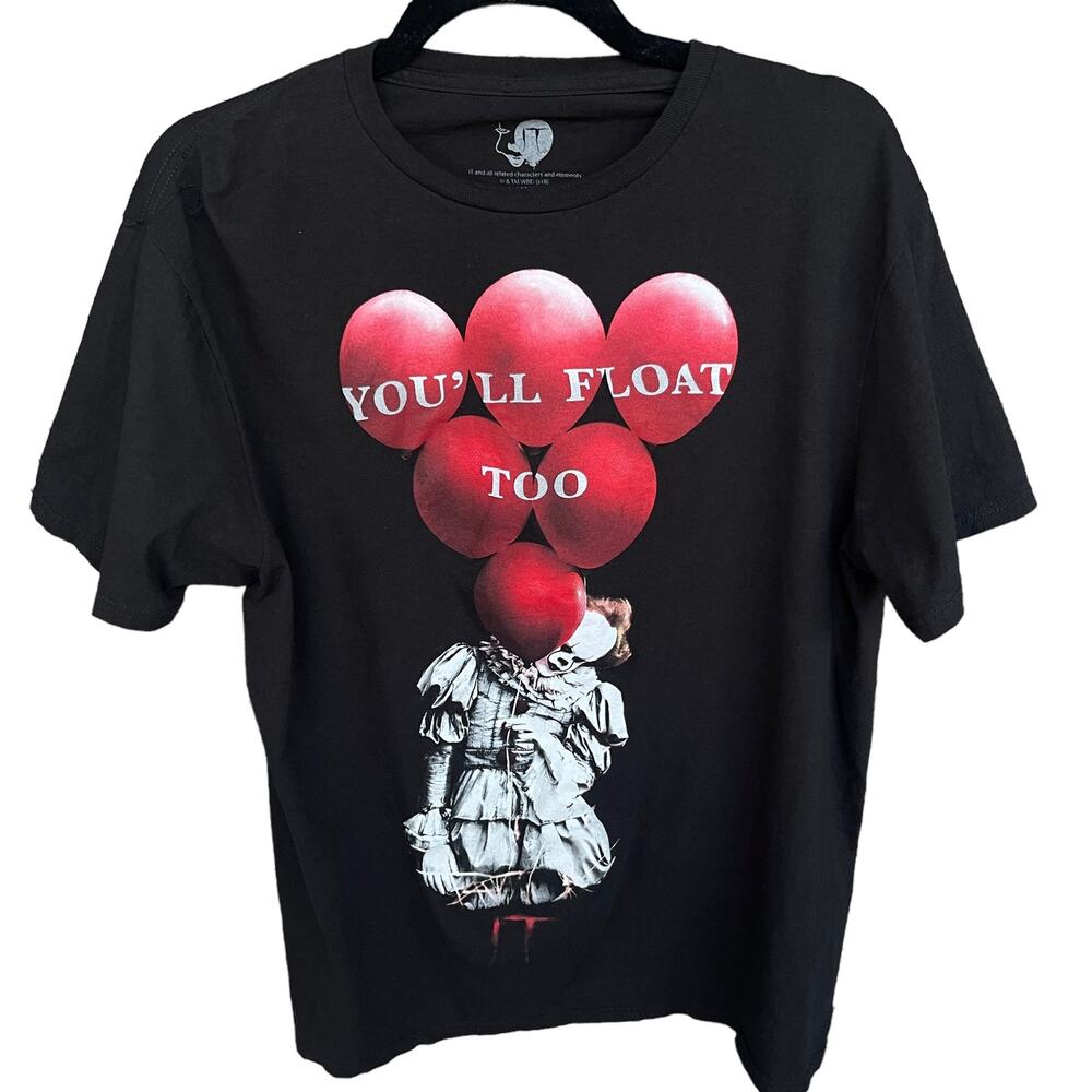 IT Clown Shirt Adult Large Black‎ Red Halloween Horror Scary Movie Pennywise